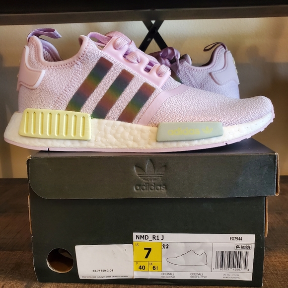 adidas Shoes | Nib Kids adidas Nmd R1 J. Size 7 Grade School Pink Upper Yellow and Gray Accent | Color: Pink/Yellow | Size: 7bb | Perfectlaunch's
